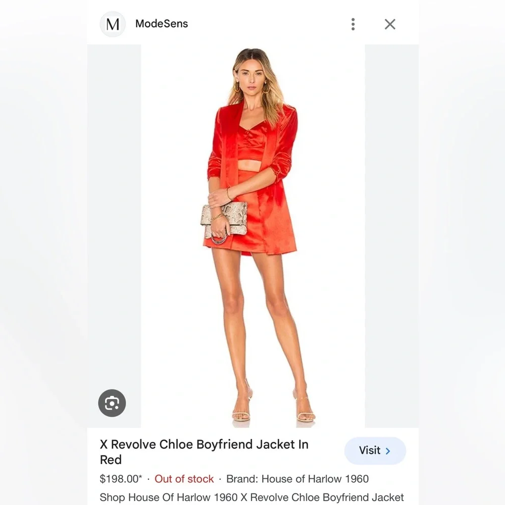 House of Harlow Red satin blazer jacket - Picture 5 of 5